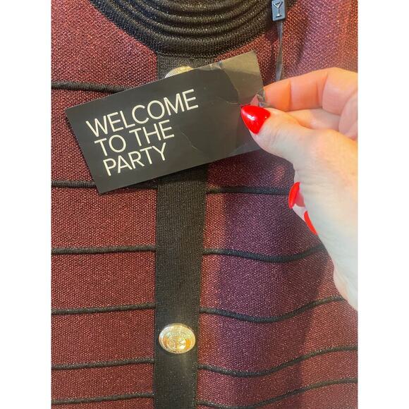 NWT Retrofete Gwyneth bodycon high neck midi dress metallic port small - Picture 12 of 16